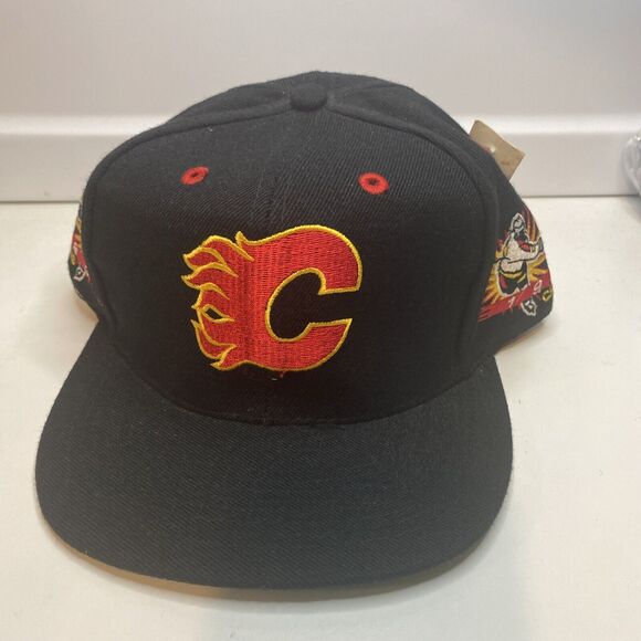 VTG NOS Calgary Flames Hat Snapback Black NHL Stanley Cup 1989 Champions Annco